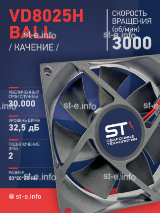 Вентилятор  VD8025H Ball (качения) 12V - st-e.info - Севастополь